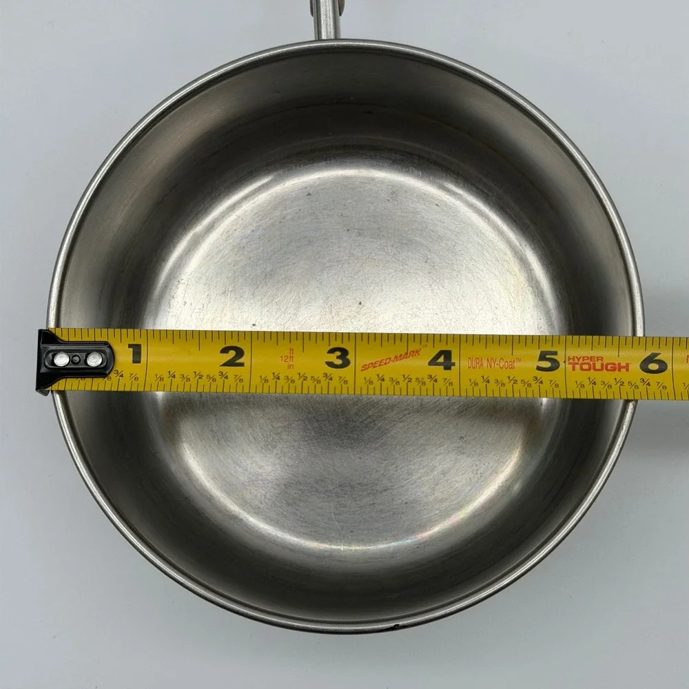 Vintage 1801 Revere Ware 1-Quart Copper Bottom Stainless Steel Sauce Pan w/ Lid